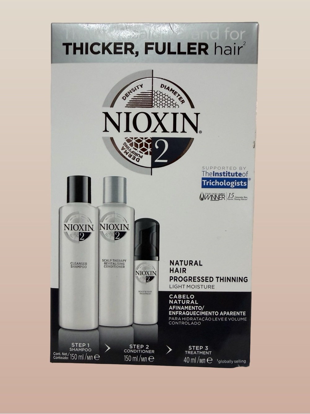 Nioxin System 2 Hair Kit for Natural Progressed Thinning Hair - 3 Products